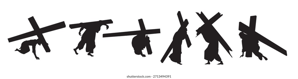 set of vector jesus silhouettes illustration
