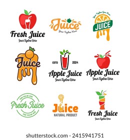 Set of vector juice logos on white background