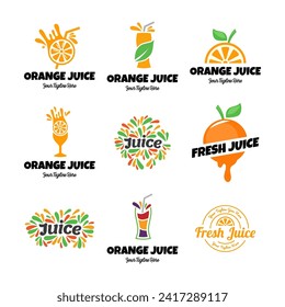 Set of vector juice logos on white background