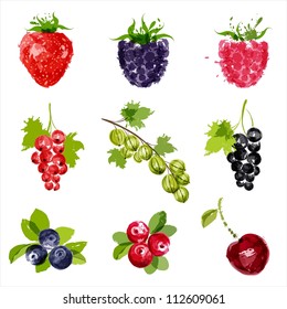 Set of vector juicy ripe berries-1. EPS10