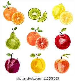 Set of vector juicy ripe fruits-2. EPS10