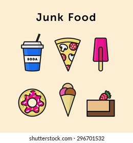 Set of Vector Junk Food Meals