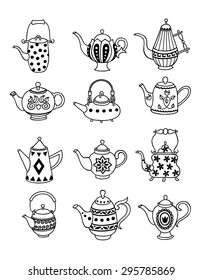 Set of vector kettle. Picture of hand drawn. - Shutterstock ID 295785869