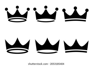 Set of vector king crowns icon on white background. Vector Illustration. Emblem and Royal symbols.