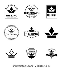 A set of vector king crowns icon on white background. Vector Illustration. Emblem, icon and Royal symbols.