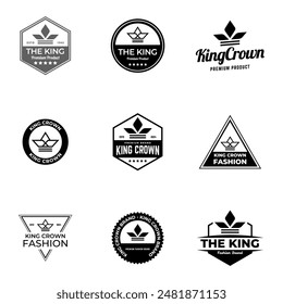 Eine Reihe von Vektorgrafik-King-Kronen-Symbol auf weißem Hintergrund. Vektorillustration. Emblem, Ikone und königliche Symbole.