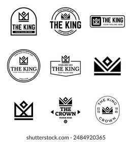 A set of vector king crowns icon on white background. Vector Illustration. Emblem, icon and Royal symbols.