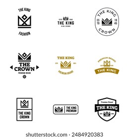 A set of vector king crowns icon on white background. Vector Illustration. Emblem, icon and Royal symbols.