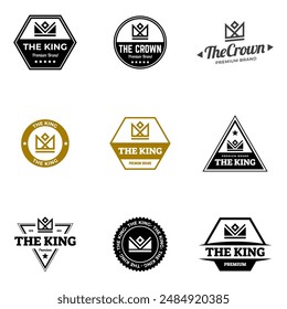 A set of vector king crowns icon on white background. Vector Illustration. Emblem, icon and Royal symbols.