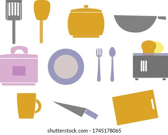 Set of vector kitchen equipments.On white background