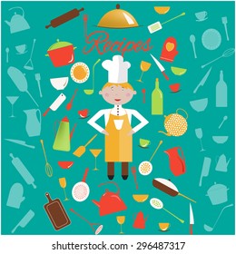 Set of vector kitchen icons. Kitchen utensil and collection of cookware cooking tools and kitchenware.