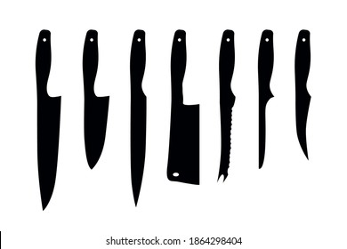 Satz von Vektorkastenmesser. Schwarze Symbole auf weißem Hintergrund.