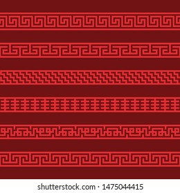 Set of vector korean borders. Asain pattern, pattern fills, web page.
