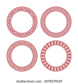 Set of vector korean borders. Asain pattern, pattern fills
