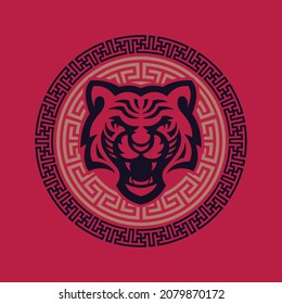 Set of vector korean borders. Asain pattern, pattern fills