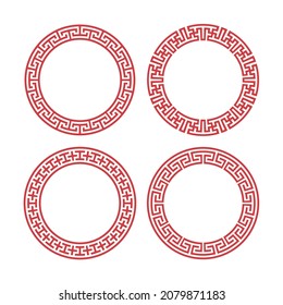 Set of vector korean borders. Asain pattern, pattern fills