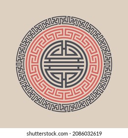 Set of vector korean borders. Asain pattern, pattern fills