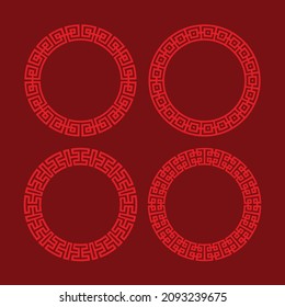Set of vector korean borders. Asain pattern fills