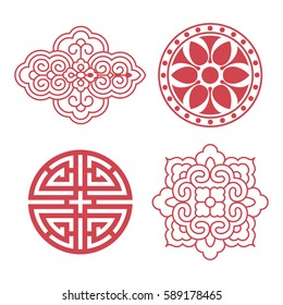 Set of vector Korean traditional design elements