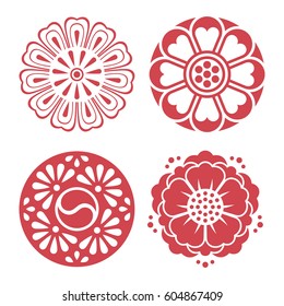 Set Of Vector Korean Traditional Design Element