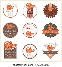 Set of vector label with bael tea.