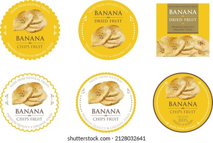 Set Of Vector Label With Banana Chip.