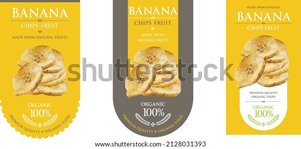 Set of vector label\
with banana Chip.