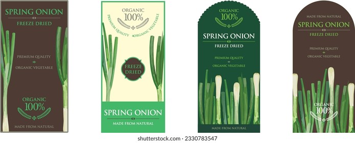 Set of vector label with Dried Spring Onion.