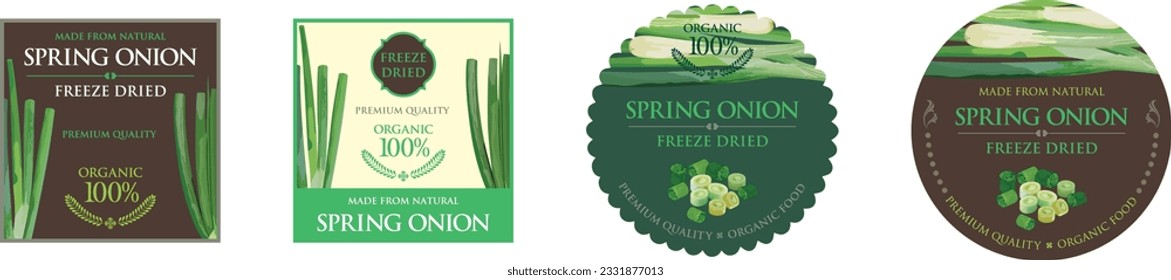 Set of vector label with Dried Spring Onion.
