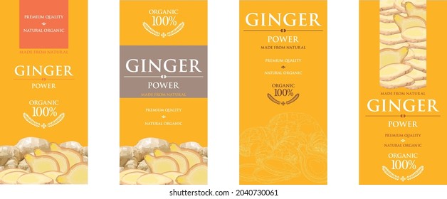 Set of vector label with ginger power.