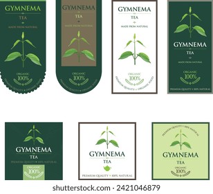 Conjunto de etiqueta vectorial con té Gymnema.