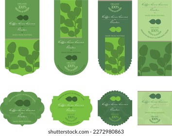 Set of vector label with Kaffir Lime Leaves Powder.