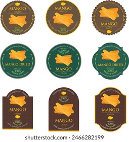 Set of vector label with Mango dried.