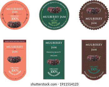 Set of vector label with mulberry jam. - Shutterstock ID 1911514123