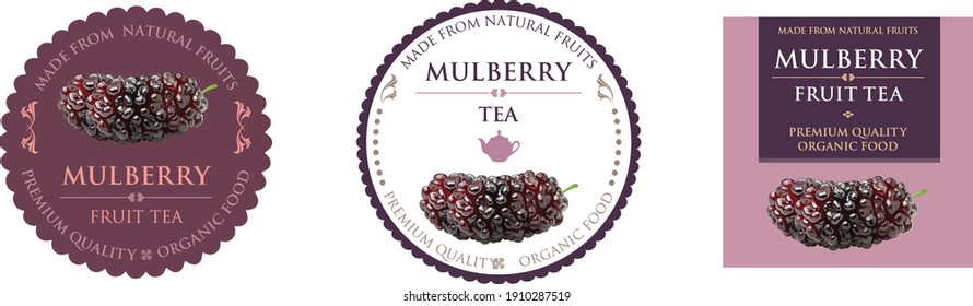 Set of vector label with mulberry tea.