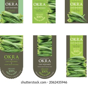 Set of vector label with Okra Chip.