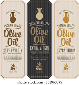 set vector label for olive oil with a clay jug