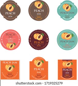 Set of vector label with peach jam.