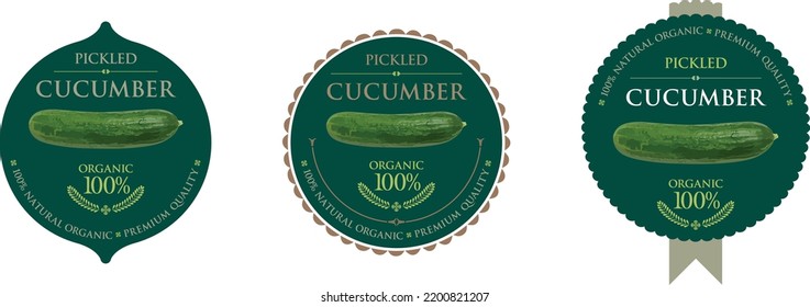 Set of vector label with Pickled Cucumber.