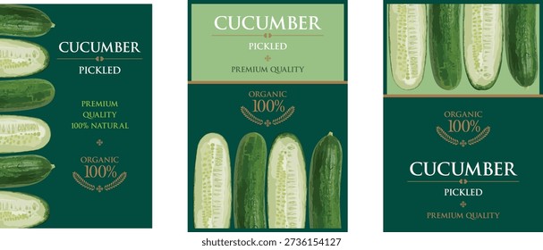 Set of vector label with Pickled Cucumber.