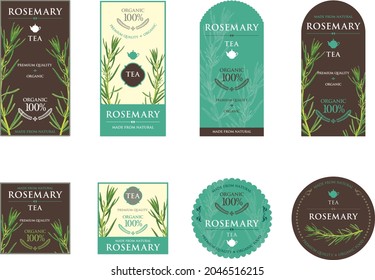 Set of vector label with rosemary tea.