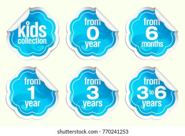 Set of vector label stickers for babies goods 