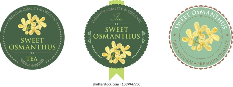 Set of vector label with sweet osmanthus tea.