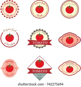 Set of vector label with vegetables.