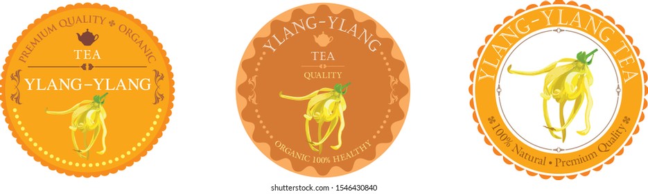Set of vector label with ylang ylang tea.