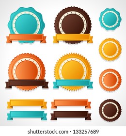 Set of vector labels, badges and ribbons.