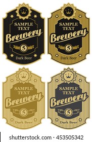 set of vector labels for beer and brawary in retro style