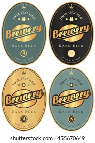 set of vector labels for beer and brewery in retro style