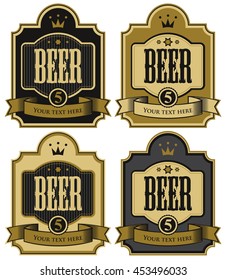 set of vector labels for beer in retro style