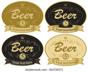 set of vector labels for beer in retro style